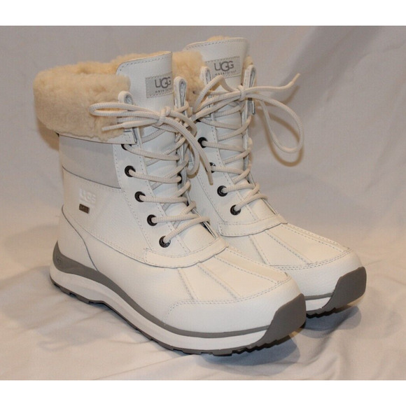 New UGG Women's ADIRONDACK III Leather Winter‎ Waterproof Boots White - Picture 1 of 7